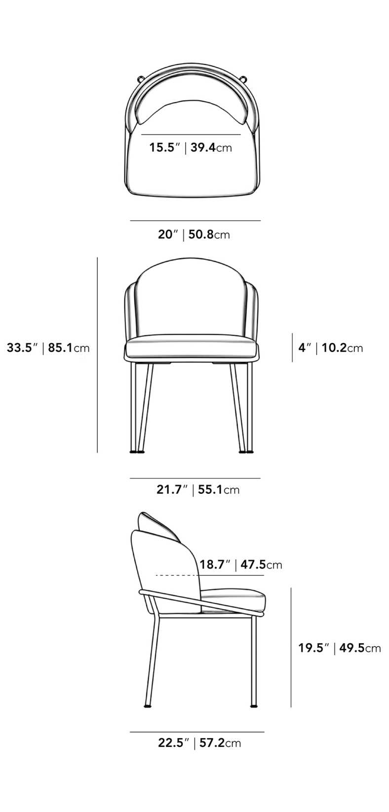 Dimensions du Javert Armchair - Cane